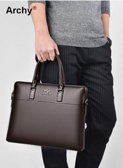 Men's Business Leather Briefcase Classic PU 14-Inch Laptop Bag Slim Messenger Bag - pzsku/ZFB62E87D7D4B32AC72F2Z/45/_/1729235947/ca40f1e4-783c-4f18-9aea-bba9866d314e