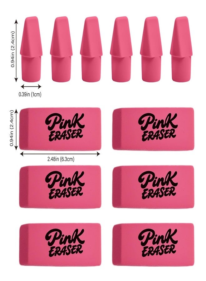 Ouksma 30 Pcs Pink Eraser Bulk Set - 6 Block Erasers and 24 Pencil Top Erasers, Smudge-Free, School Supplies for Students, Teachers, Drawing, Office, Homework Use (Pink) - Image 3