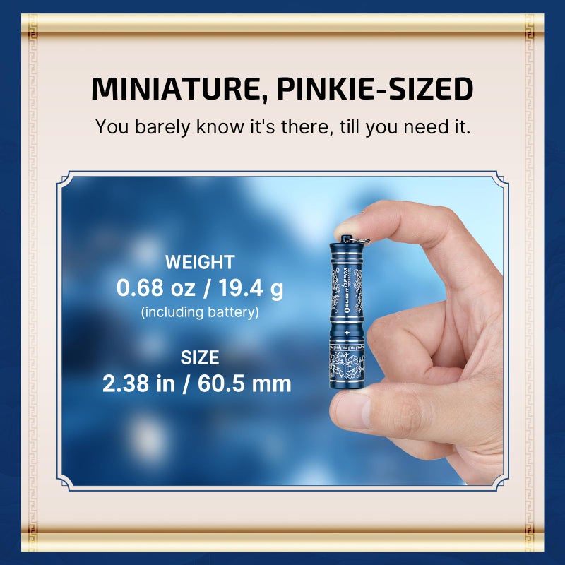 OLIGHT i3E EOS PMMA TIR Lens AAA EDC Flashlight 90 Lumens Compact Keychain Flash Light for Night, Camping (Blue Porcelain) - Image 4
