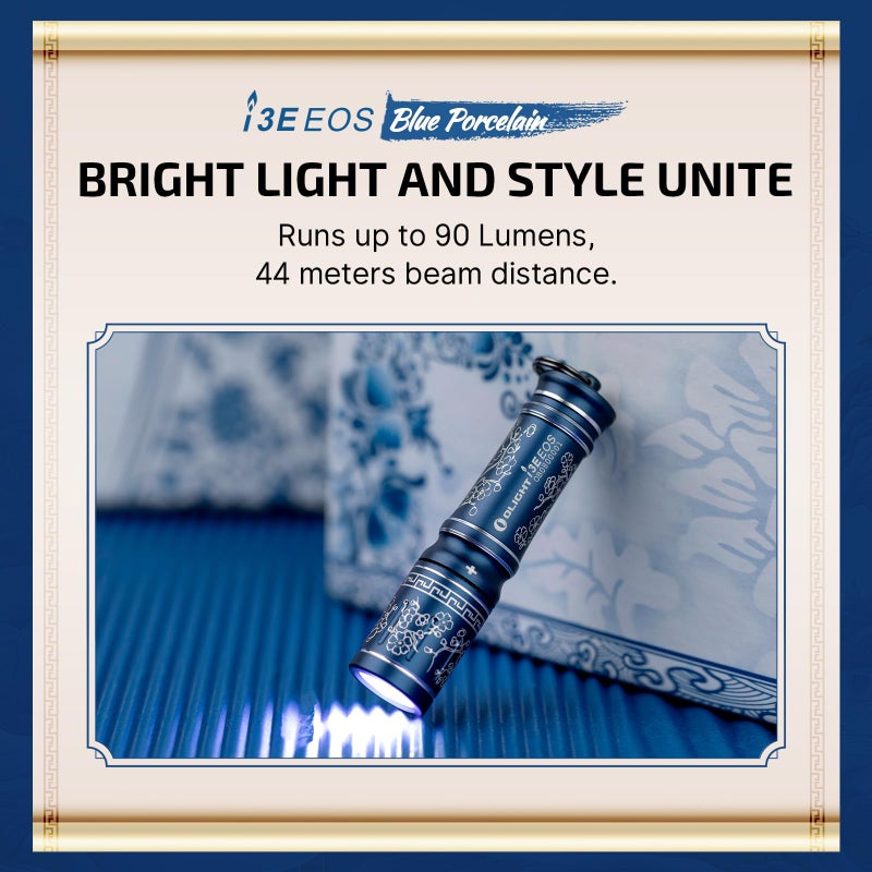 OLIGHT i3E EOS PMMA TIR Lens AAA EDC Flashlight 90 Lumens Compact Keychain Flash Light for Night, Camping (Blue Porcelain) - Image 3