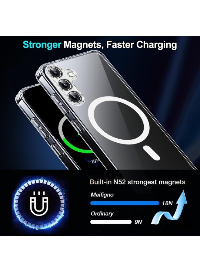 ten.tech Magnetic Cover for Samsung Galaxy A55 5g , Transparent Magnetic Case, Shockproof Anti-Scratch Ultra Thin Case with Hard PC + TPU Bumper, Transparent - Image 4