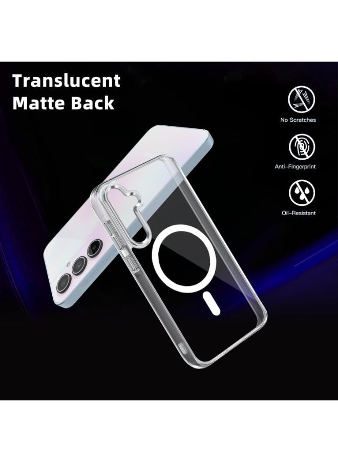 ten.tech Magnetic Cover for Samsung Galaxy A55 5g , Transparent Magnetic Case, Shockproof Anti-Scratch Ultra Thin Case with Hard PC + TPU Bumper, Transparent - Image 3