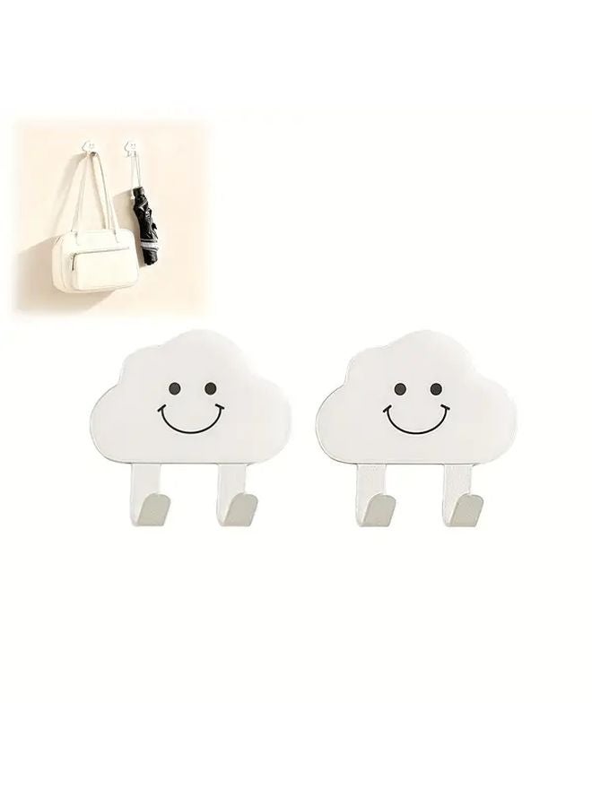 خطافات سحابية متوسطة الحجم مثبتة باللاصق لتعليق المعاطف على الحائط بدون حفر - قوس قزح لتنظيم المنزل - Image 1