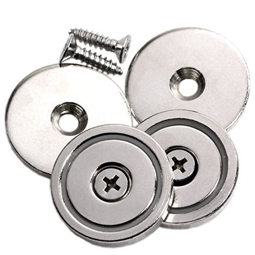 CMS Magnetics - (2 Ct) Super Strong Neodymium Cup Magnets (1.26” Dia w/ #10 Countersunk Hole), Round Base Mounting Magnets, 88 lb Holding Power, Includes Matching Strikers & Screws - Image 3