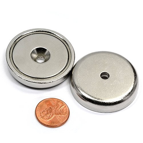CMS Magnetics - (2 Ct) Super Strong Neodymium Cup Magnets (1.26” Dia w/ #10 Countersunk Hole), Round Base Mounting Magnets, 88 lb Holding Power, Includes Matching Strikers & Screws - Image 2