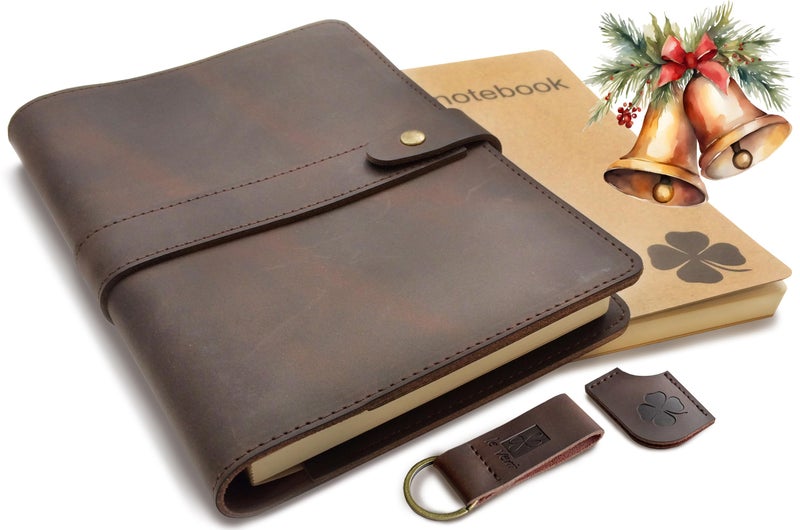 le vent Refillable Genuine Leather Journal for Women & Men - 5x8 Notebook for Work, 200+200 Lay-Flat Pages (Lined & Blank) - A5 Brown Vintage Diary Cover - Handmade for Travel, Business and Gifts - Image 1