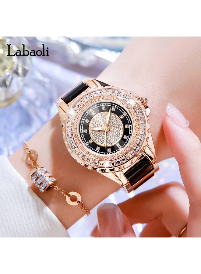 Labaoli Fashionable Sparkling Double Row rhinestone Women's Quartz Watch - Image 4