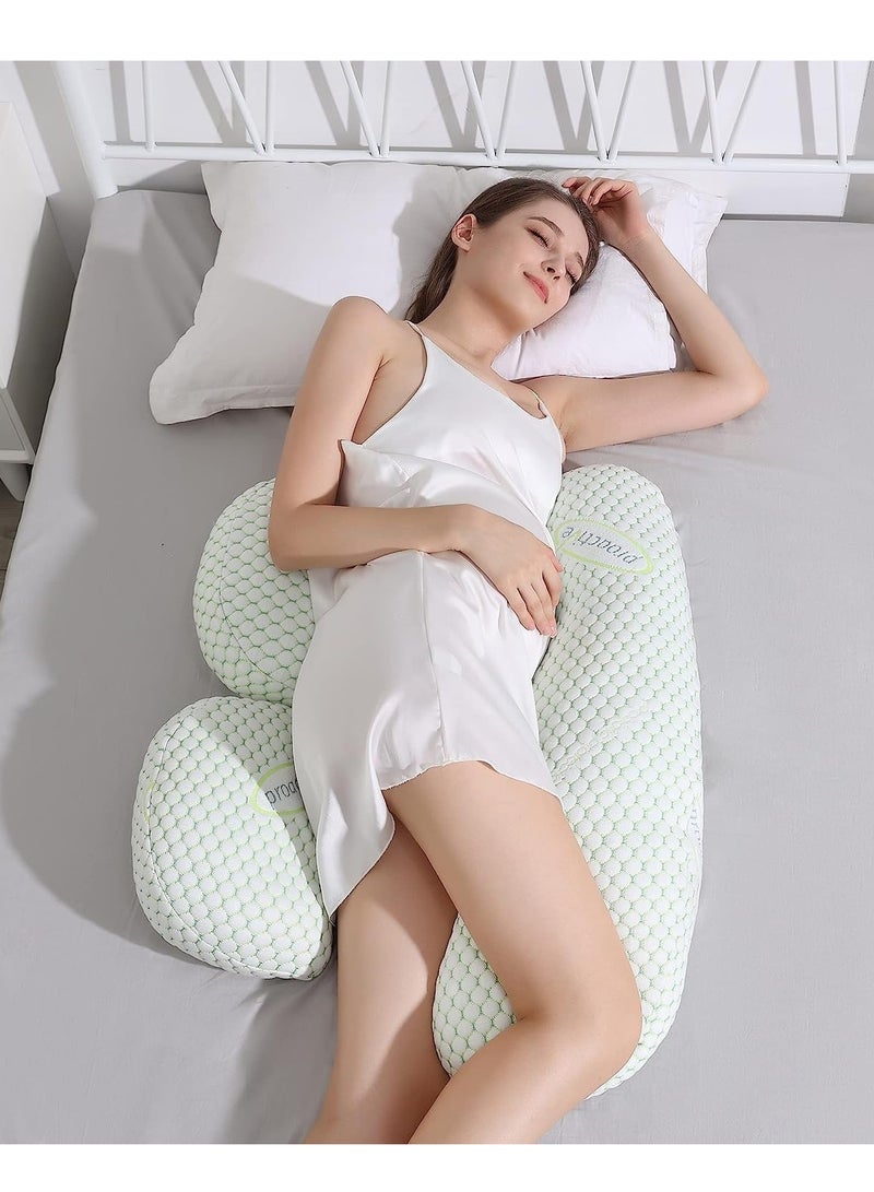 ميكسد وسادة الحمل، وسادة الجسم الكاملة المريحة على شكل حرف U، تدعم الظهر والوركين والساقين، وسادة المرأة الحامل مع غطاء وسادة قابل للفصل والتعديل، وسادة ناعمة للمرأة الحامل - Image 4