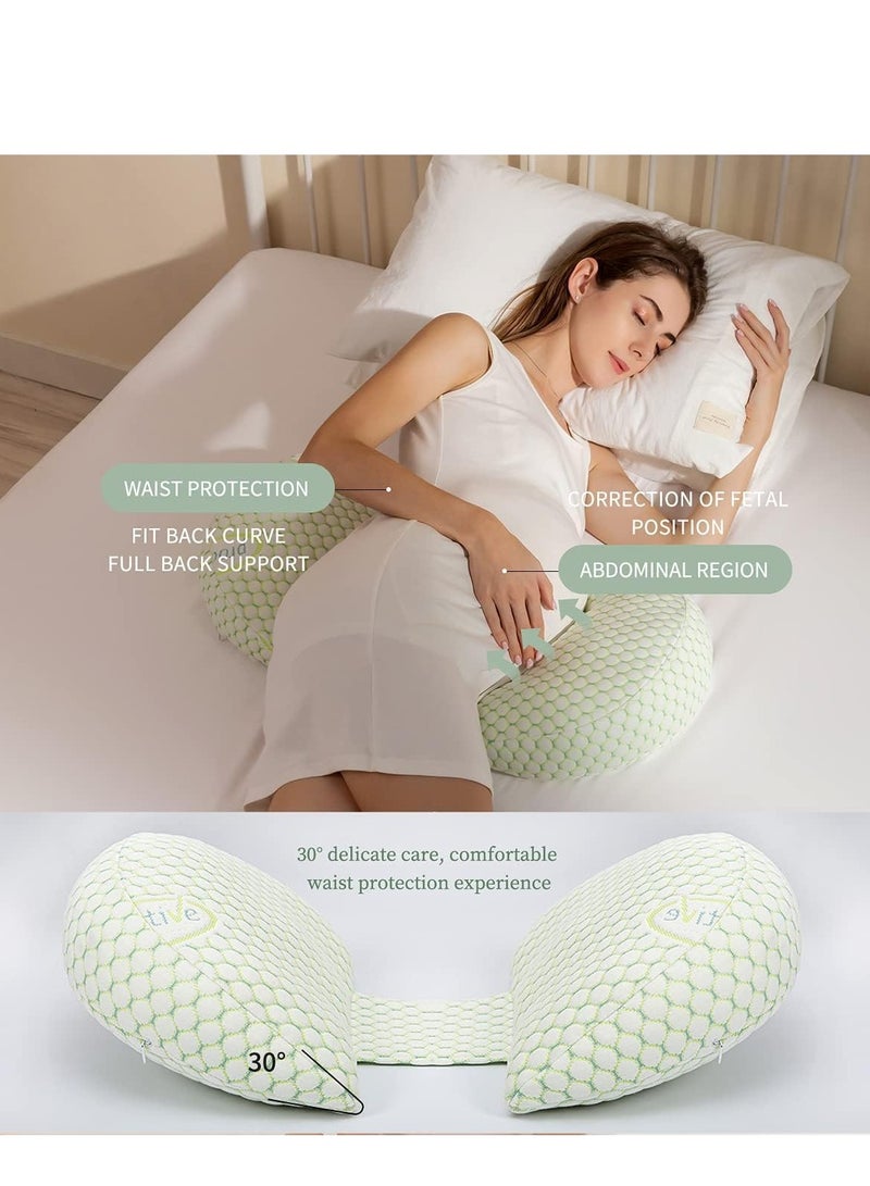 ميكسد وسادة الحمل، وسادة الجسم الكاملة المريحة على شكل حرف U، تدعم الظهر والوركين والساقين، وسادة المرأة الحامل مع غطاء وسادة قابل للفصل والتعديل، وسادة ناعمة للمرأة الحامل - Image 3