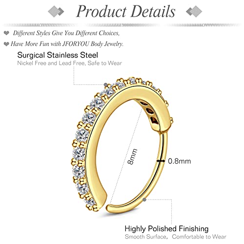 JFORYOU Nose Rings Hoop 20G Nose Rings Studs Surgical Steel L Shape Nose Studs for Women CZ Heart Moon Butterfly Snake Gold Tone Nose Piercings Jewelry - Image 2