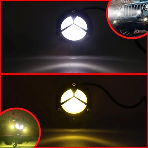 OTO2EYE 1 YEAR WARRANTY Waterproof Y Shape Style Laser Beam Mini Driving Fog Light Bike, Cars Projector Light 2 Color White & Yellow Spot Beam (Pack of 2, 12V DC 40W) - Image 4
