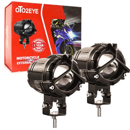 OTO2EYE 1 YEAR WARRANTY Waterproof Y Shape Style Laser Beam Mini Driving Fog Light Bike, Cars Projector Light 2 Color White & Yellow Spot Beam (Pack of 2, 12V DC 40W) - Image 1