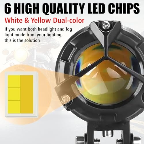 OTO2EYE 1 YEAR WARRANTY Waterproof Y Shape Style Laser Beam Mini Driving Fog Light Bike, Cars Projector Light 2 Color White & Yellow Spot Beam (Pack of 2, 12V DC 40W) - Image 2
