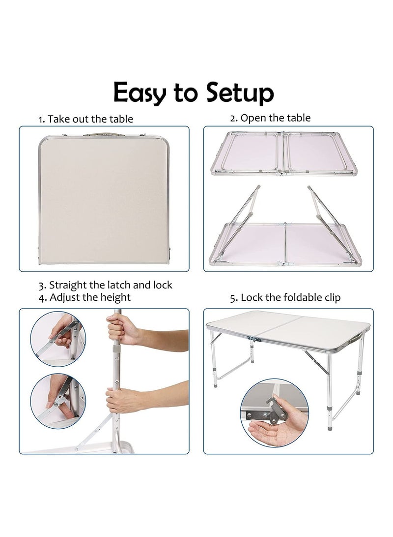 DubaiGallery Aluminum Folding Table 4 Foot, Adjustable Height Lightweight Portable Camping Table for Picnic Beach Outdoor Indoor - Image 3