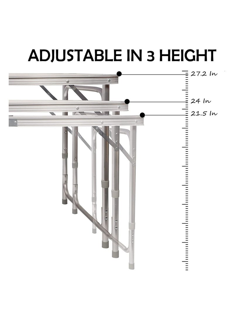 DubaiGallery Aluminum Folding Table 4 Foot, Adjustable Height Lightweight Portable Camping Table for Picnic Beach Outdoor Indoor - Image 4