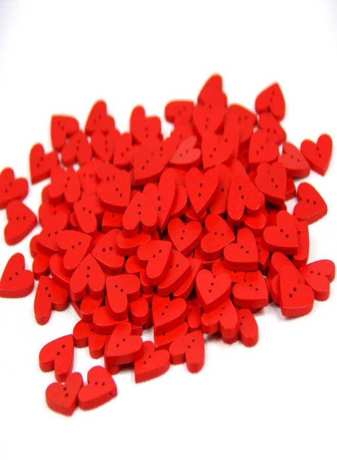 RayLineDo One Pack of About 160pcs Red 20mm Heart Shaped Painted 2 Hole Wooden Buttons Package for Sewing Scrapbooking Crafting - Image 2