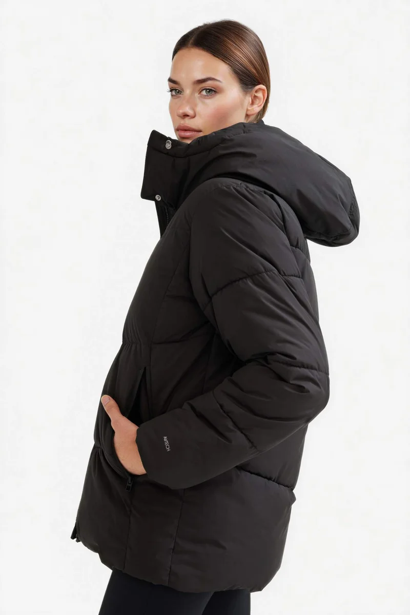 ديفاكتو Regular Fit Waterproof Fleece Lined Hooded Puffer Jacket