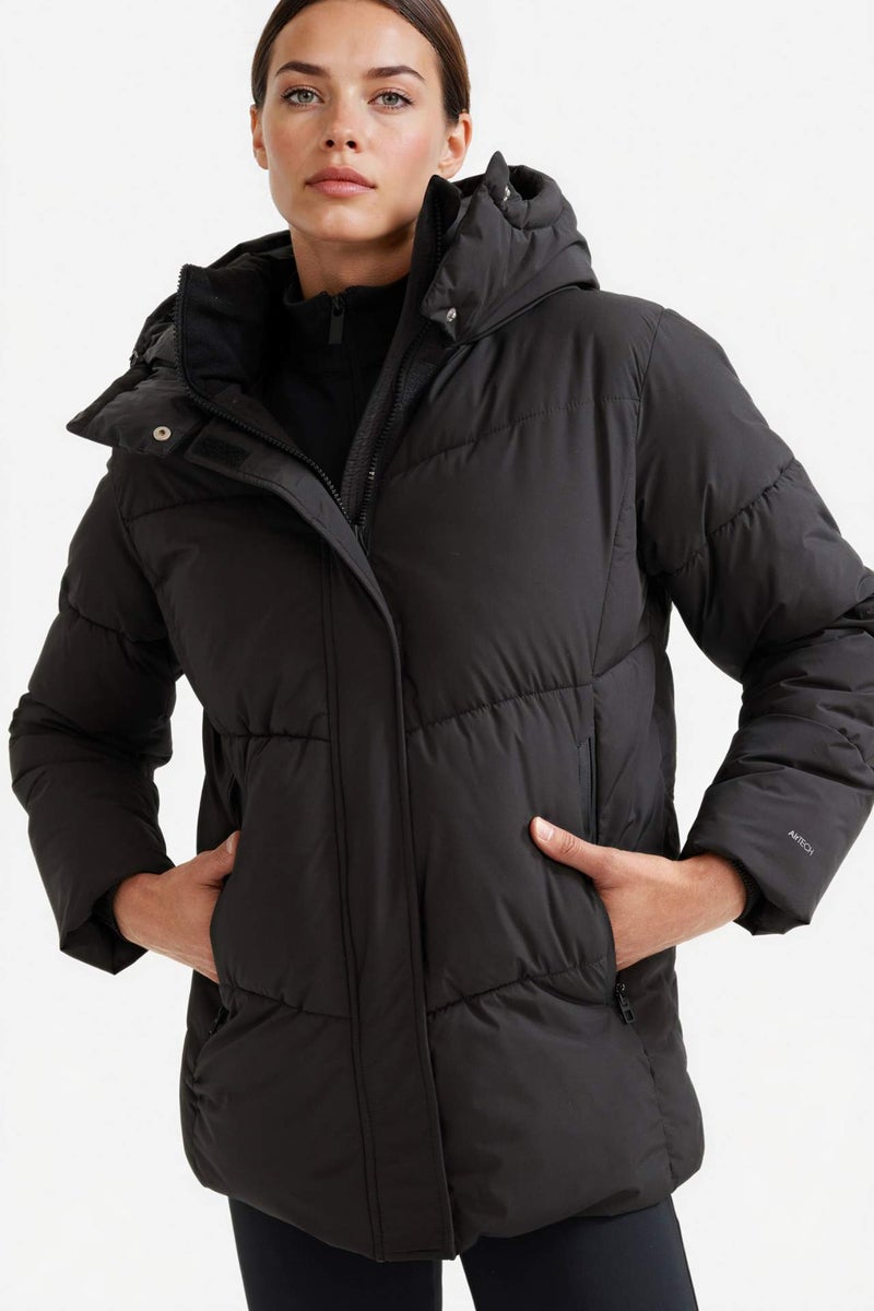 DeFacto Regular Fit Waterproof Fleece Lined Hooded Puffer Jacket - Image 1