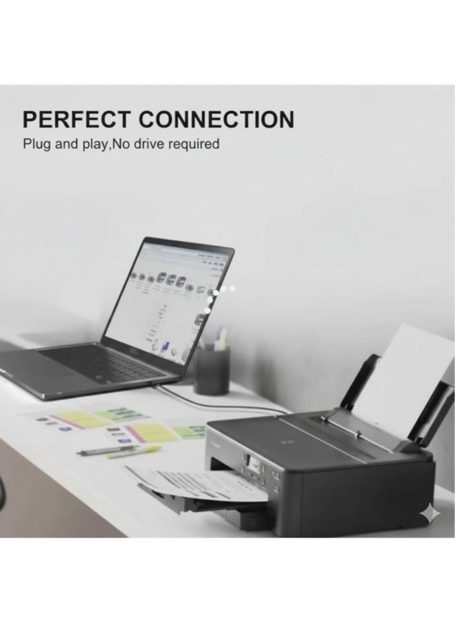 هينغ كابل طابعة USB 2.0 بطول 1.5 متر - موصل عالي السرعة من النوع A إلى B لطابعات HP وCanon وEpson وBrother وSamsung والماسحات الضوئية ولوحات مفاتيح MIDI - نقل بيانات سريع 480 ميجابت في الثانية، مصنوع من مادة PVC باللون الأسود - Image 3