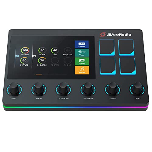 AVerMedia Live Streamer AX310 - Creator Control Center, 6 Track Audio Mixer with IPS Touch Panel, Trigger Actions on OBS, Streamlabs, Spotify, VTube, Twitch, ​YouTube, and more - Image 2