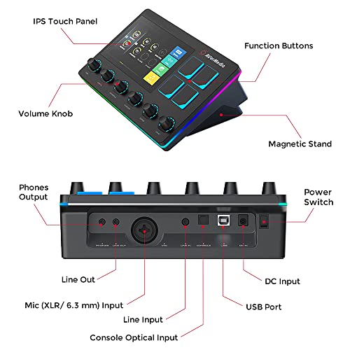AVerMedia Live Streamer AX310 - Creator Control Center, 6 Track Audio Mixer with IPS Touch Panel, Trigger Actions on OBS, Streamlabs, Spotify, VTube, Twitch, ​YouTube, and more - Image 3