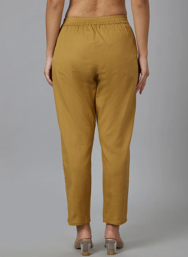 globus Globus Mid-Rise Elasticated Pleated Waist Straight Ethnic Trousers