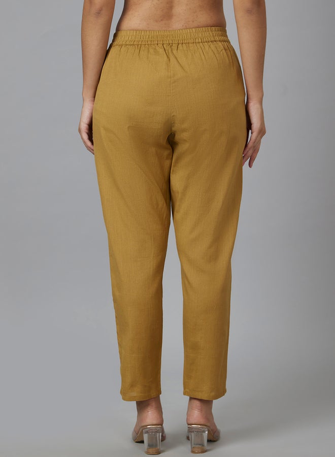 جلو باص بنطلون جلوبس بخصر مطاطي مطوي بخصر متوسط بتصميم عرقي مستقيم - Image 3