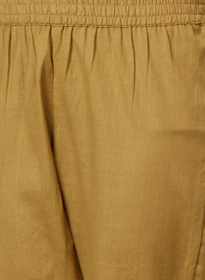 globus Globus Mid-Rise Elasticated Pleated Waist Straight Ethnic Trousers