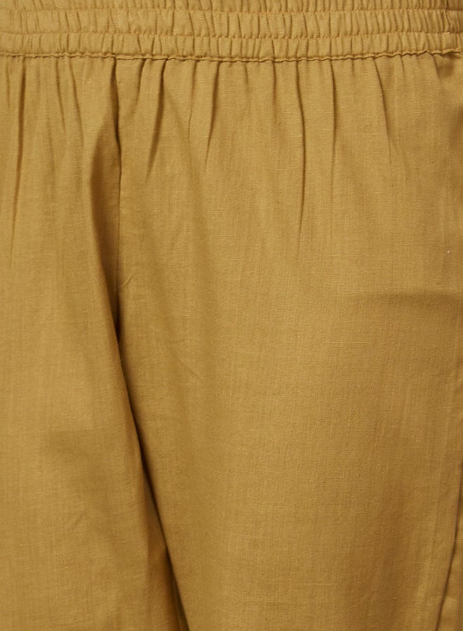 جلو باص بنطلون جلوبس بخصر مطاطي مطوي بخصر متوسط بتصميم عرقي مستقيم - Image 5