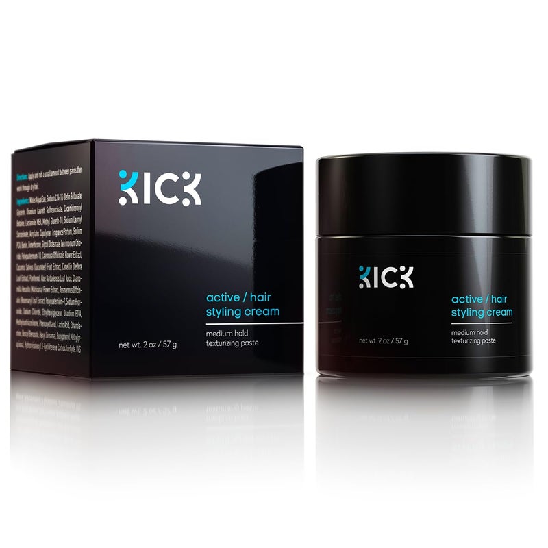 Kick Hair Cream for Men Medium Hold Forming Cream  Award Winning Mens Hair Products  Non Greasy Hair Styling Cream with Argan and Coconut Oil to Restore Dry Damaged Hair  2 Oz