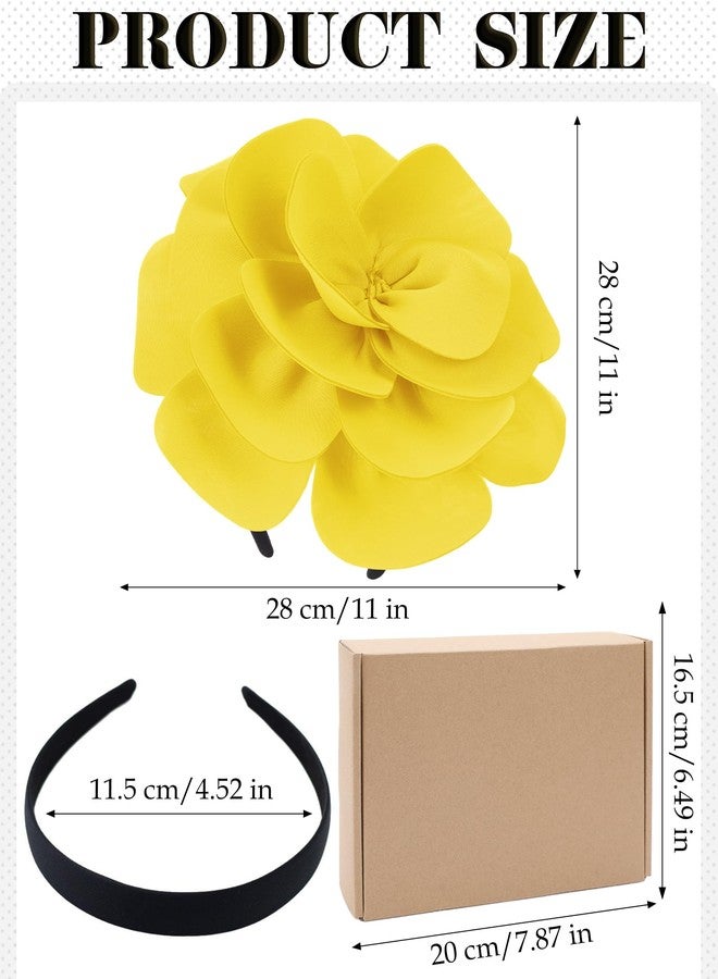 Zinniday Yellow Large Flower Fascinators - 2026 Floral Tea Party Hat Cocktail Party Headpiece 1920s 50s Rose Fascinator Hats for Women Lady Girls Cocktail Prom Halloween Renaissance Dress Up - Image 3