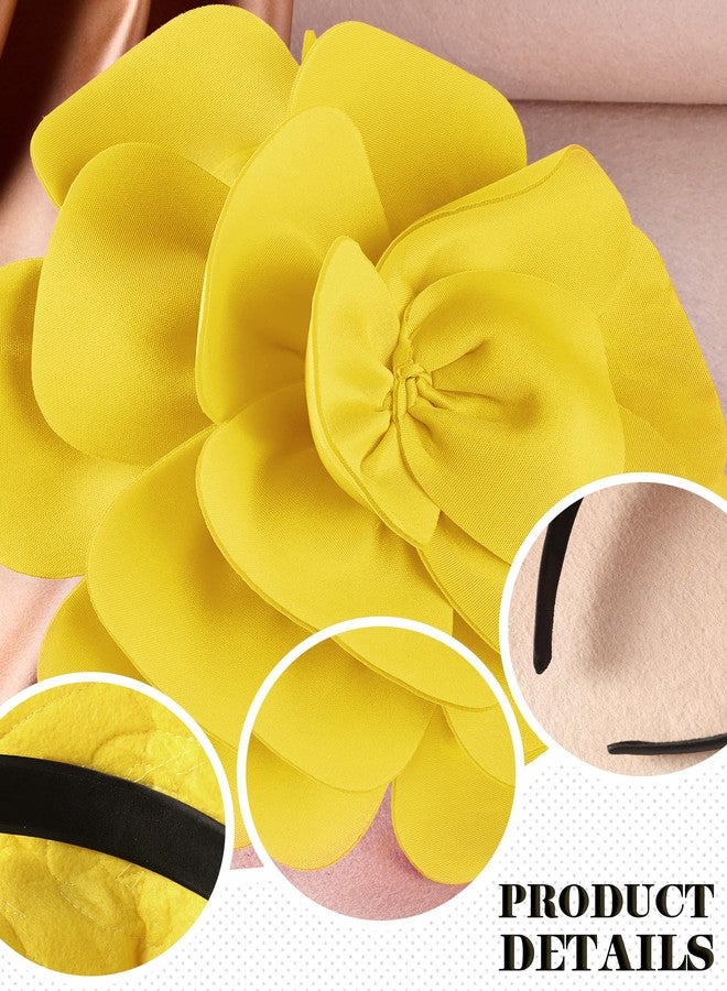 Zinniday Yellow Large Flower Fascinators - 2026 Floral Tea Party Hat Cocktail Party Headpiece 1920s 50s Rose Fascinator Hats for Women Lady Girls Cocktail Prom Halloween Renaissance Dress Up - Image 5