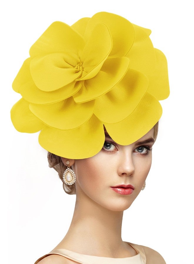Zinniday Yellow Large Flower Fascinators - 2026 Floral Tea Party Hat Cocktail Party Headpiece 1920s 50s Rose Fascinator Hats for Women Lady Girls Cocktail Prom Halloween Renaissance Dress Up - Image 1