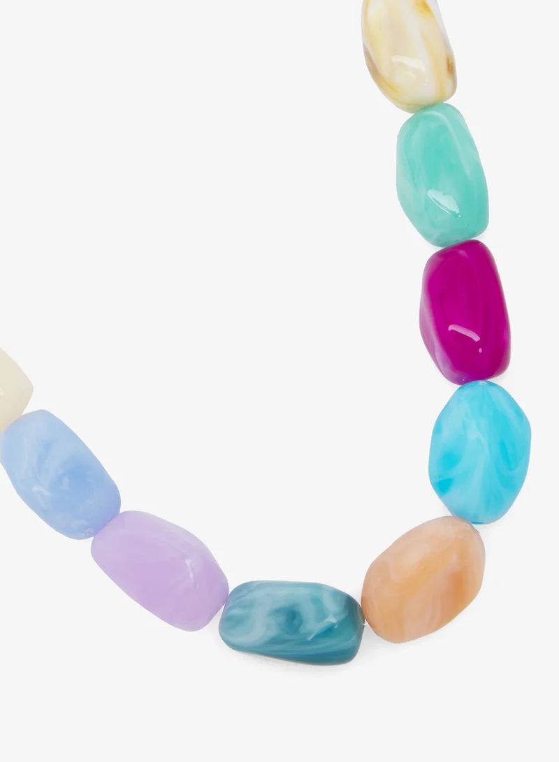 جينجر Layered Chain & Resin Mix Necklace