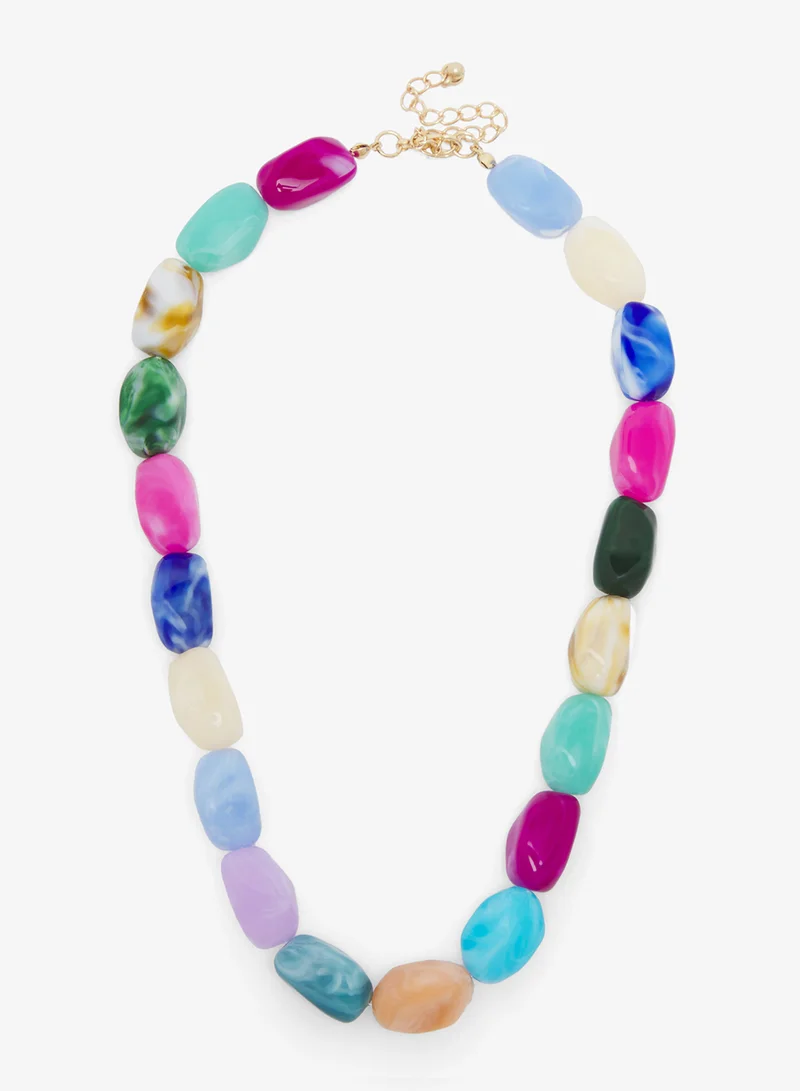 جينجر Layered Chain & Resin Mix Necklace