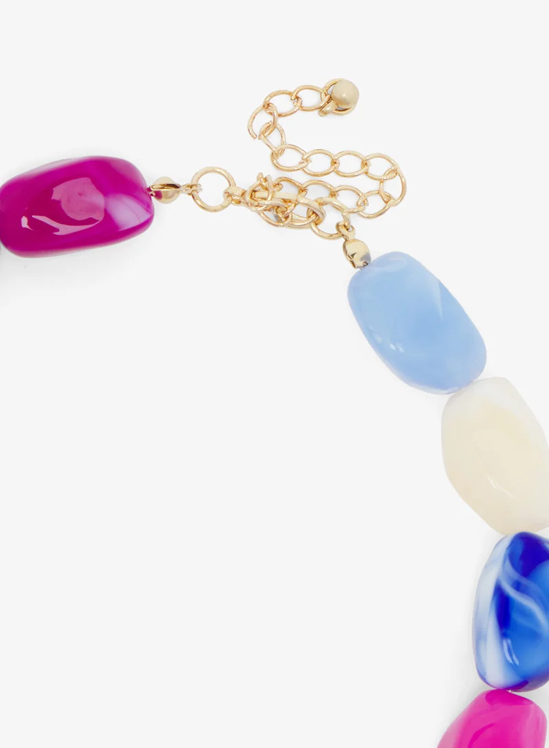 جينجر Layered Chain & Resin Mix Necklace