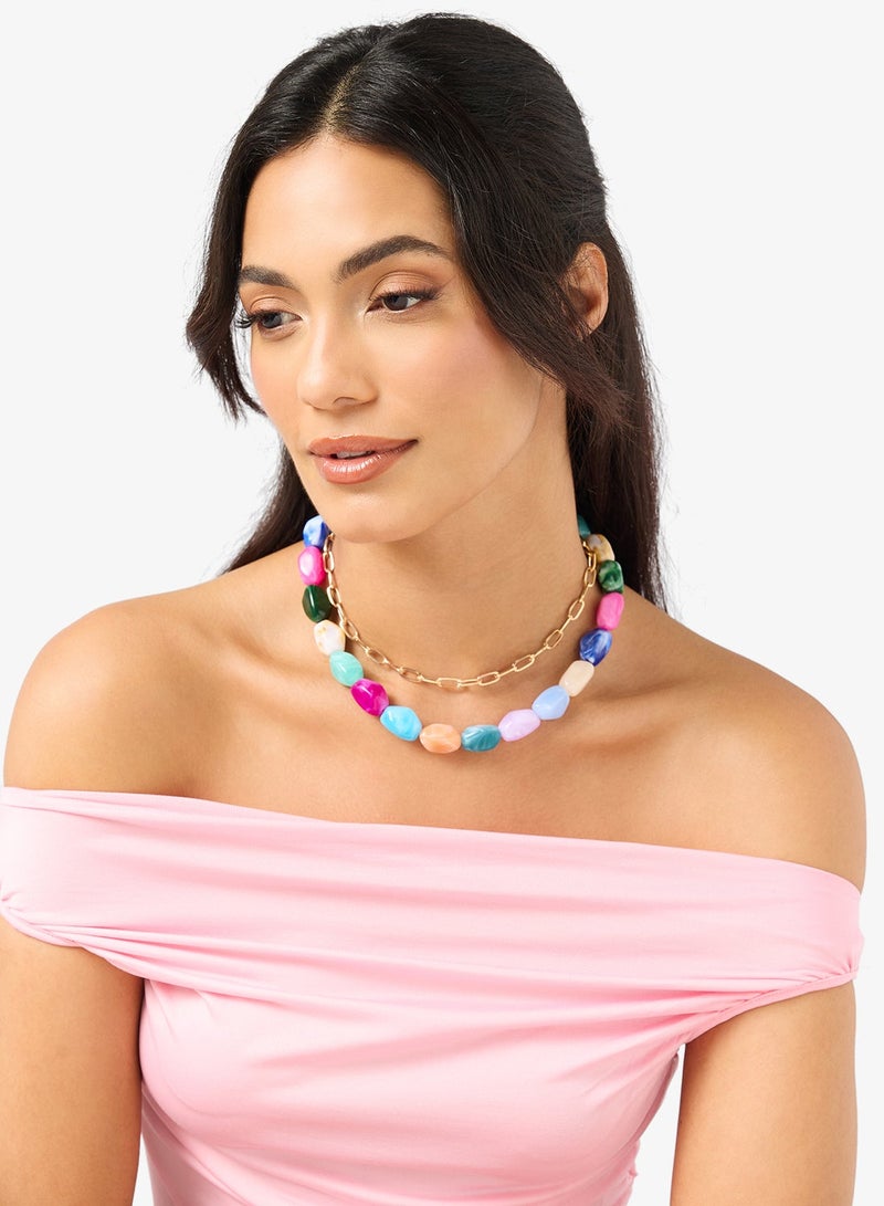 جينجر قلادة بسلسلة متعددة وطبقات من الراتنج - Image 1