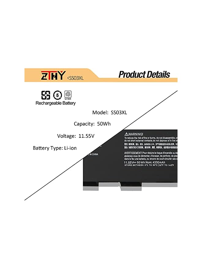 ZTHY 50Wh Ss03Xl Laptop Battery For Hp Elitebook 840 G5 G6 Elitebook 730 735 740 745 830 836 846 G5 Elitebook 735 745 830 840 G6 Zbook 14U G5 G6 Series Hsn-I12C Hstnn-Lb8G 933321-855 - Image 3