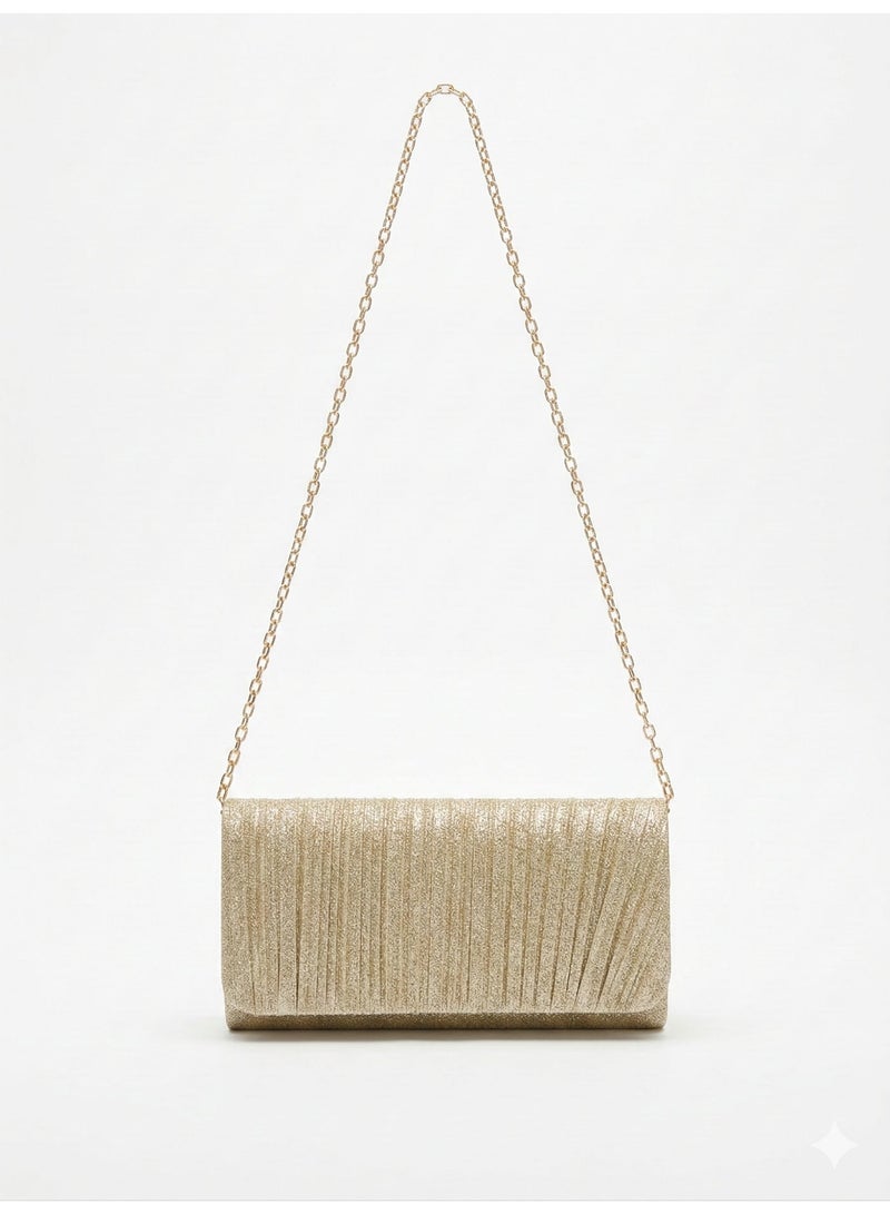 لايف ستيلاش  حقيبة كروس للسهره بتصميم مطوي - جولد ZS-10 - Image 2