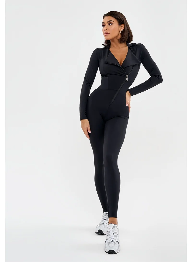 بونا فيدي Bona Fide جمبسوت رياضي نسائي قطعة واحدة – رومبر بأكمام طويلة مع تحكم بالبطن وتأثير تحديد القوام