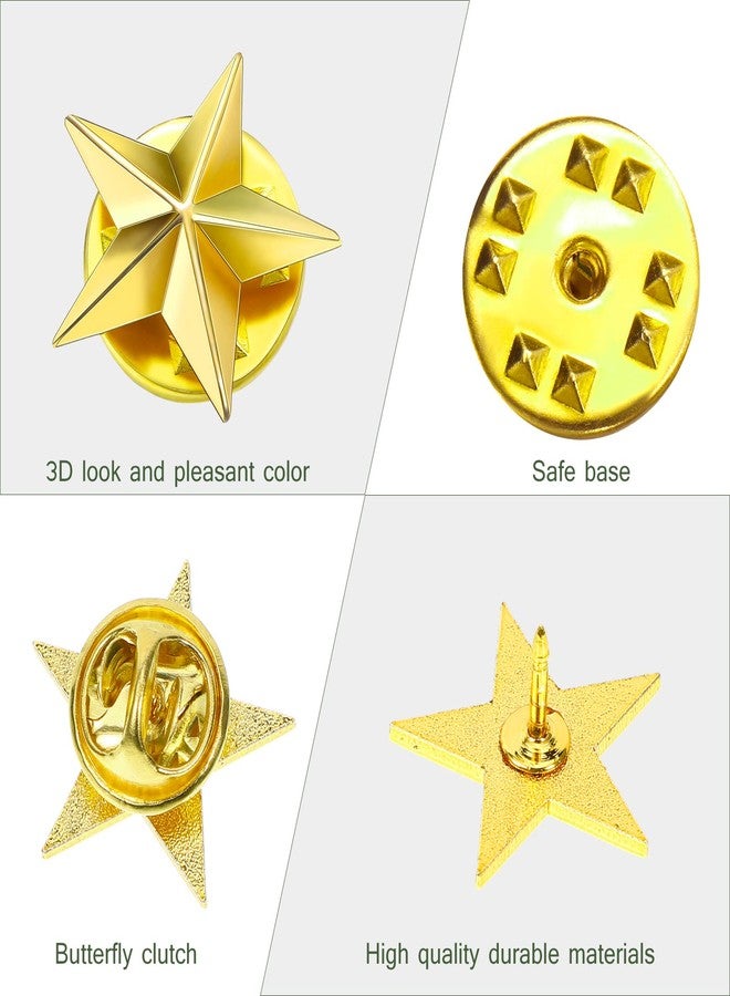 Juinte 30 Pieces Star Badge Lapel Pin 0.78 Inch for 4th of July Memorial Labor Day Independence Veterans Day Theme Party Costume Decoration(Gold) - Image 4