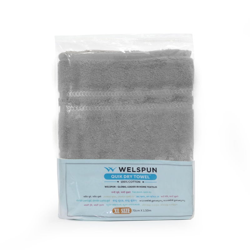 Welspun 100% Cotton Quick Dry Bath Towel | High Absorbency Super Soft, Fast Drying Towels for Bath | 380 GSM Large Size 1 Piece Bath Towel for Men and Women | Sized 70cm X 150cm Grey - Image 5