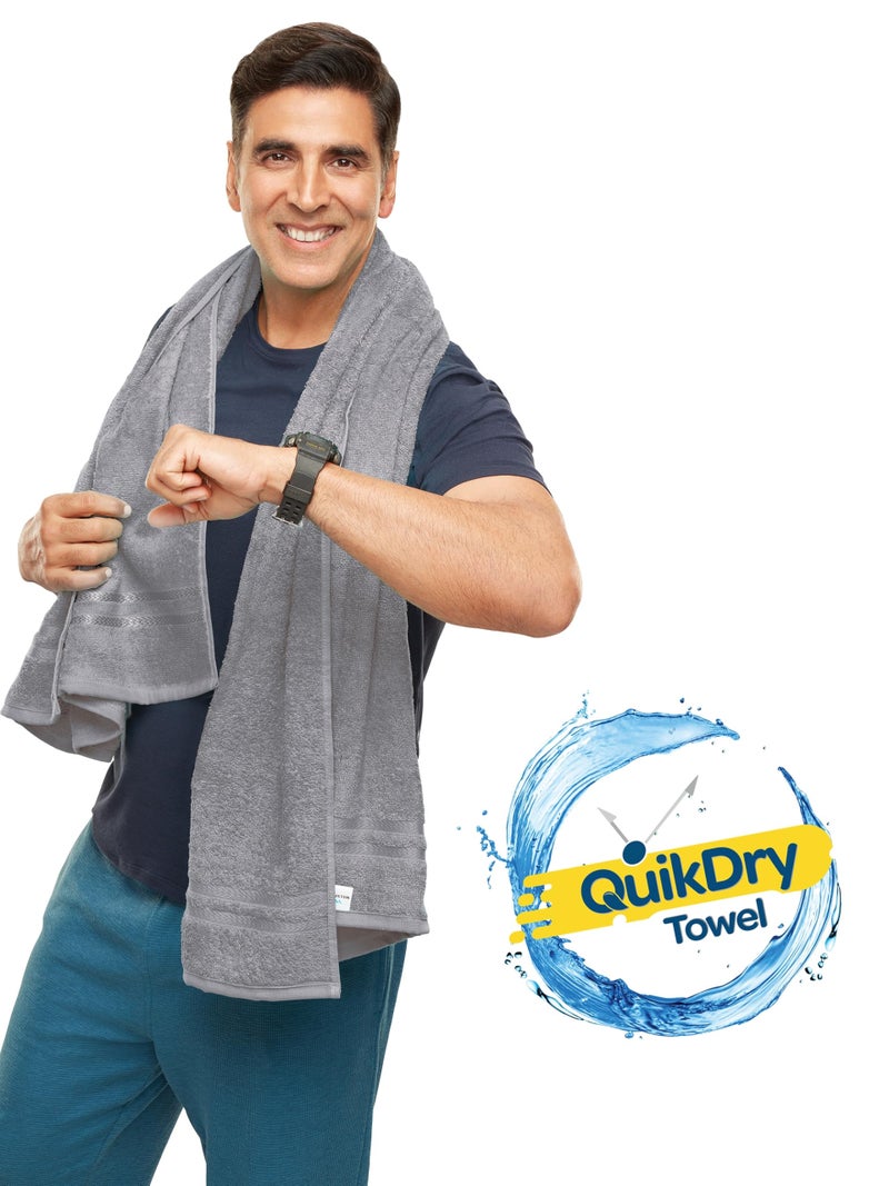 Welspun 100% Cotton Quick Dry Bath Towel | High Absorbency Super Soft, Fast Drying Towels for Bath | 380 GSM Large Size 1 Piece Bath Towel for Men and Women | Sized 70cm X 150cm Grey - Image 2
