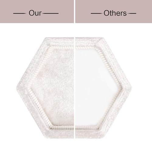 Etercycle Velvet Ring Box Vintage Hexagon Premium Jewelry Display Holder Gift Box with Detachable Lid for Wedding Ceremony Proposal Engagement Beige 1 Slot - Image 3