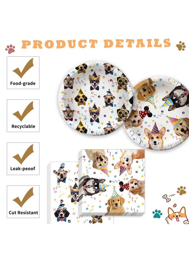 Bluegogo Dog Birthday Party Supplies Serves 20, Puppy Party Decorations Dog Party Plates Banner Napkins Paws Balloons Table Cover and Cake Topper for Doggy Kids Dog Party Decorations  - Image 4