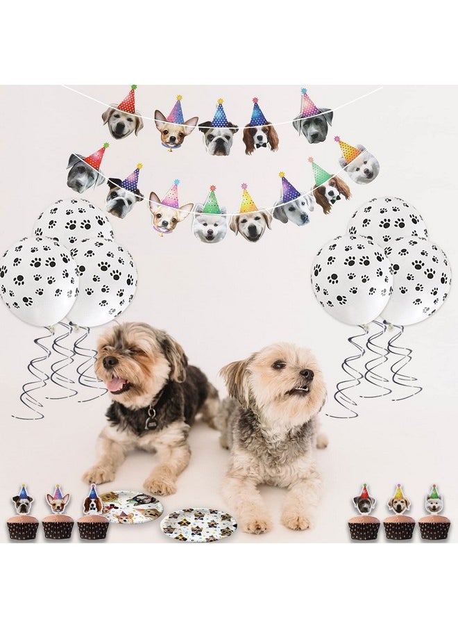 Bluegogo Dog Birthday Party Supplies Serves 20, Puppy Party Decorations Dog Party Plates Banner Napkins Paws Balloons Table Cover and Cake Topper for Doggy Kids Dog Party Decorations  - Image 5
