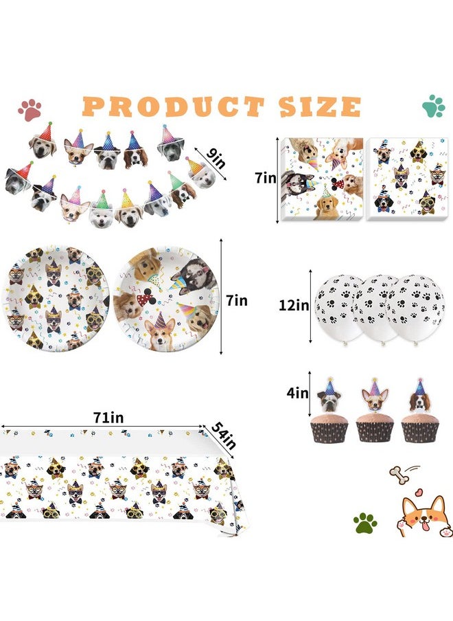 Bluegogo Dog Birthday Party Supplies Serves 20, Puppy Party Decorations Dog Party Plates Banner Napkins Paws Balloons Table Cover and Cake Topper for Doggy Kids Dog Party Decorations  - Image 3