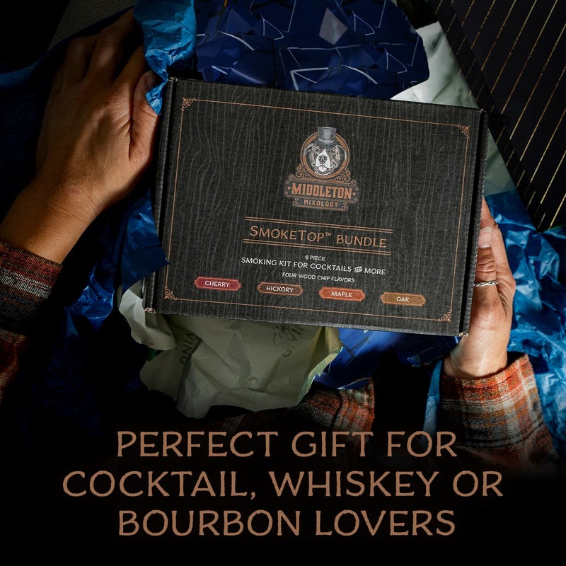 Middleton Mixology SmokeTop SmokeTop Cocktail Smoker Kit and Torch with Cherry, Hickory, Maple, and Oak Wood Chips - Cocktail Smoker Kit & Chips for Old Fashioned Cocktails, Whiskey, & Bourbon - NO Butane Included - Image 3