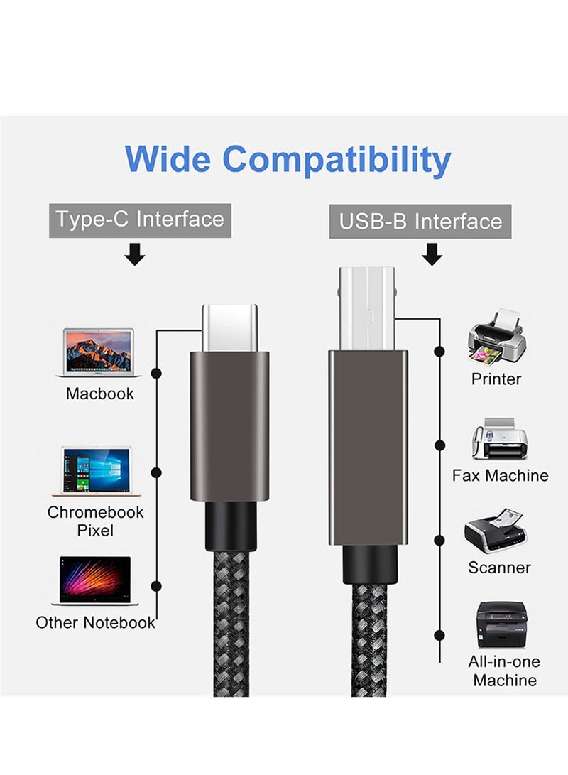 KASTWAVE كابل طابعة USB B إلى USB C بطول 2 متر، كابل طابعة وماسح ضوئي KASTWAVE USB C إلى USB B 2.0 ذكر، كابل طابعة USB C، كابل طباعة حصري مناسب لأجهزة الكمبيوتر المحمولة وأجهزة الطباعة - Image 2