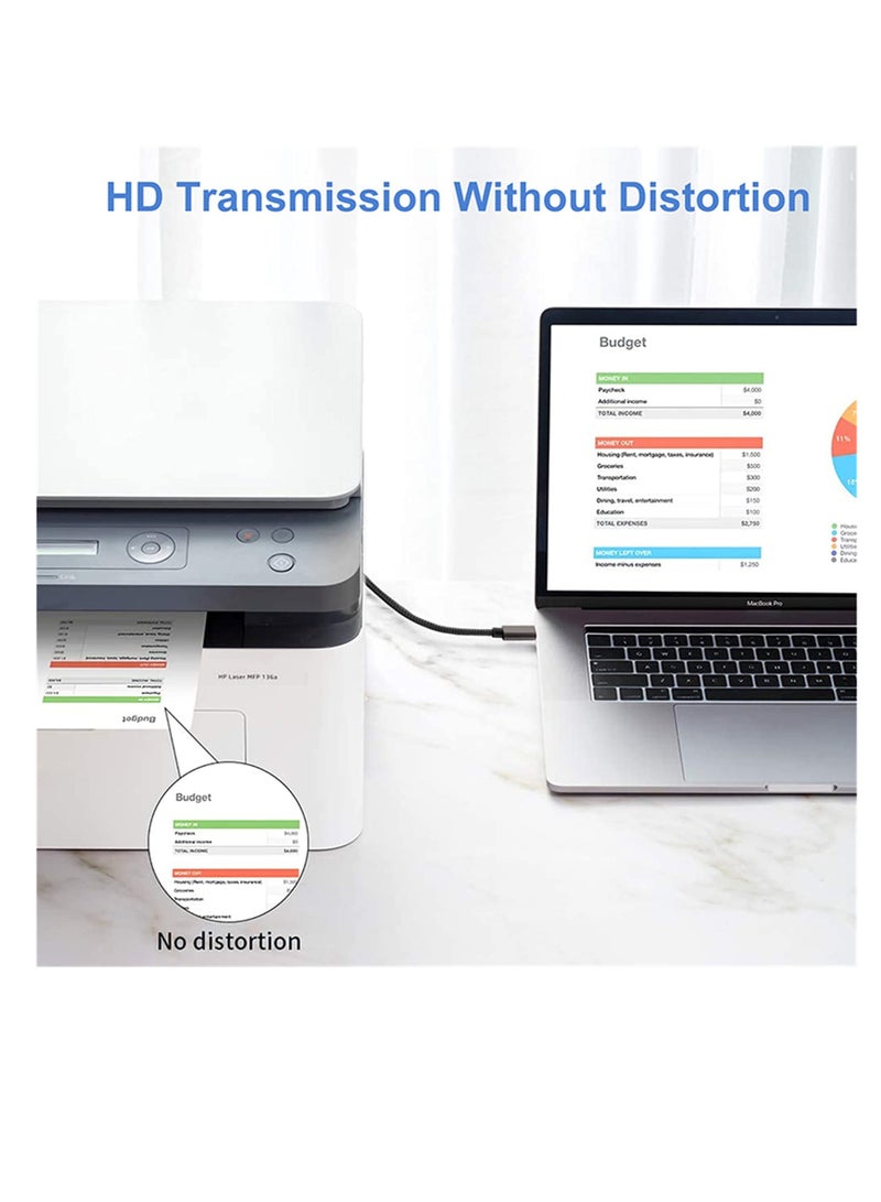 KASTWAVE كابل طابعة USB B إلى USB C بطول 2 متر، كابل طابعة وماسح ضوئي KASTWAVE USB C إلى USB B 2.0 ذكر، كابل طابعة USB C، كابل طباعة حصري مناسب لأجهزة الكمبيوتر المحمولة وأجهزة الطباعة - Image 5